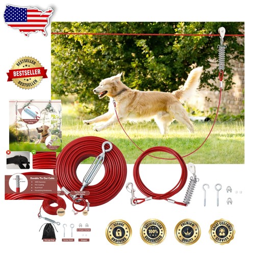 Dog run 200ft 15ft red - dog, swivel